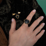 Ines Heart Ring - 18ct Solid Gold & Black Silver