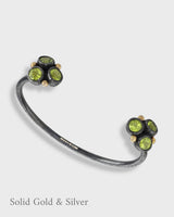 Alma Cuff/Bangle - Peridot - Solid Gold & Black Silver