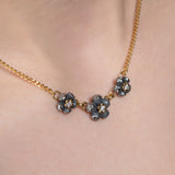 Mini Ophelia Necklace -18ct Solid Gold, Black Silver & Diamonds