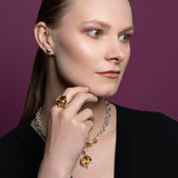 Lucy III Cocktail Ring - Smoky Quartz - 18ct Solid Gold, Silver & Diamonds