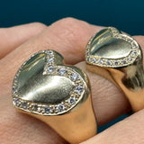 Harmony Sculptural Heart Ring - Pavé Diamond - Solid Gold