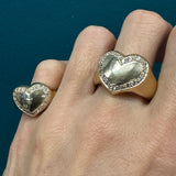 Harmony Sculptural Heart Ring - Pavé Diamond - Solid Gold