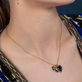 Heart Cluster Pendant - Black & Gold
