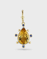Iris Pendant - 18ct Solid Gold & Silver - Citrine & Blue Sapphires - Simonetta's Jewels Reimagined