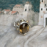 Lucy IV Cocktail Ring - Cognac Quartz - 18ct Solid Gold, Silver & Diamonds