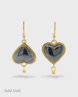 Aura Heart - Drop Earrings - Black & Gold