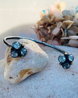 Alma Cuff/Bangle - Blue Topaz - Black Silver