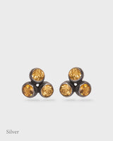 Alma Stud Earrings - Citrine - Black Silver