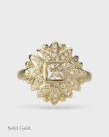 Bella Sun Of Lotus Ring - Diamonds & Sapphire - Solid Gold