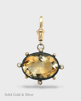 Clarice Pendant - 18ct Solid Gold & Black Silver - Citrine & Diamonds - Simonetta's Jewels Reimagined