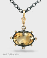 Clarice Pendant - 18ct Solid Gold & Black Silver - Citrine & Diamonds - Simonetta's Jewels Reimagined