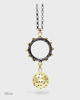 Selene & Mystical Wheel - Long Pendant - Oxidized Silver