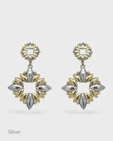 Sun Of Lotus Drop Earrings - Silver