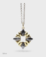 Sun Of Lotus Long Pendant - Black & Gold Vermeil