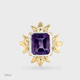 Sun Of Lotus - Cocktail Ring - Amethyst - Silver & Gold