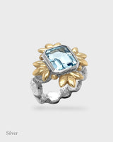 Sun Of Lotus - Cocktail Ring - Blue Topaz