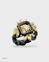 Sun of Lotus - Cocktail Ring - Citrine - Black & Gold Vermeil