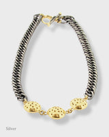 Triple Selene Charm Necklace - Black & Gold