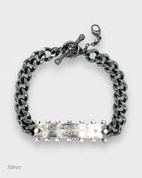 Vinci Identity Bracelet - Black Silver & Diamonds
