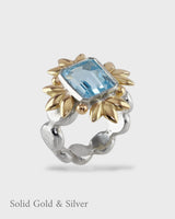 Sun Of Lotus - Cocktail Ring - Blue Topaz