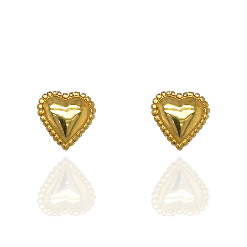 Zoe Heart Stud Earrings - Gold