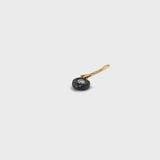 Single Huggie - Mimi Diamond Drop - Solid Gold & Black Silver