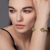 Alma Cuff/Bangle - Peridot & Sapphire - Solid Gold