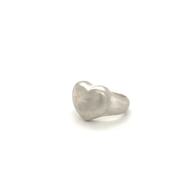 Harmony Sculptural Heart Signet Ring - Silver