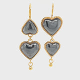 Lola Asymmetrical Heart Earring Drops - Black & Gold