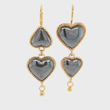 Lola Asymmetrical Heart Earring Drops - Silver & Gold Vermeil