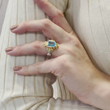 Sun Of Lotus - Cocktail Ring - Blue Topaz