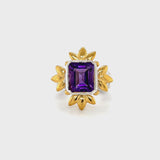 Sun Of Lotus - Cocktail Ring - Amethyst - Silver & Gold