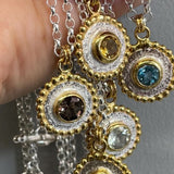 Oriel Pendant - Blue Topaz - Silver Chain