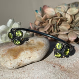 Alma Cuff/Bangle - Peridot - Black Silver