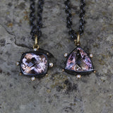 Lucrezia Pendant - 18ct Solid Gold & Black Silver - Ametrine & Diamonds- Simonetta's Jewels Reimagined