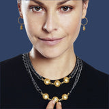 Triple Selene Charm Necklace - Black & Gold