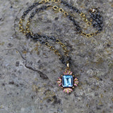 Sun of Lotus Pendant with Aquamarine & Pink Sapphires