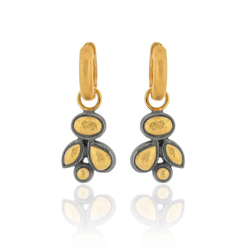 Bao Earrings On Neo Hoops - Black & Gold