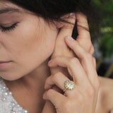 Bella Sun Of Lotus Ring - Diamonds & Sapphire - Solid Gold