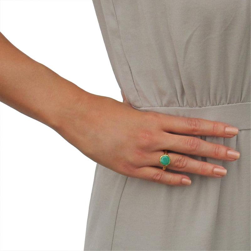 Behrianna Cocktail Ring - Chrysoprase  - Gold