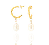 Litsa Hoop Earrings - Baroque Pearls - Gold