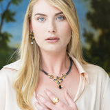 Lys Necklace - Spinel & Citrines - Black & Gold