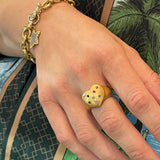 Rainbow - Harmony Sculptural Heart Ring - Solid Gold
