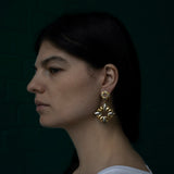 Sun Of Lotus Drop Earrings - Silver