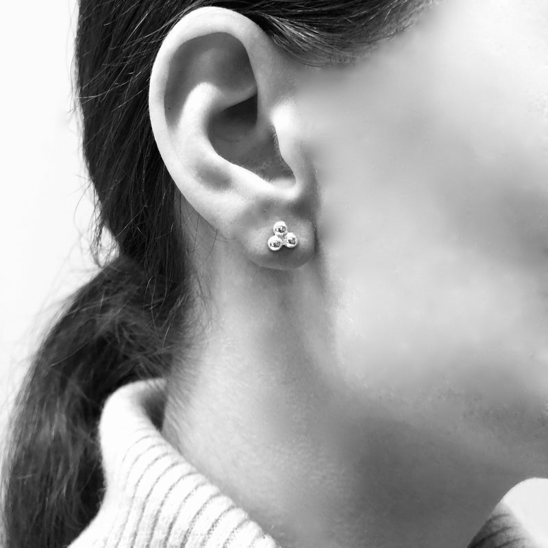 Trinity Stud Earrings- Silver