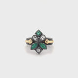 Malena Ring - 18ct Solid Gold & Black Silver - Emeralds & White Topaz