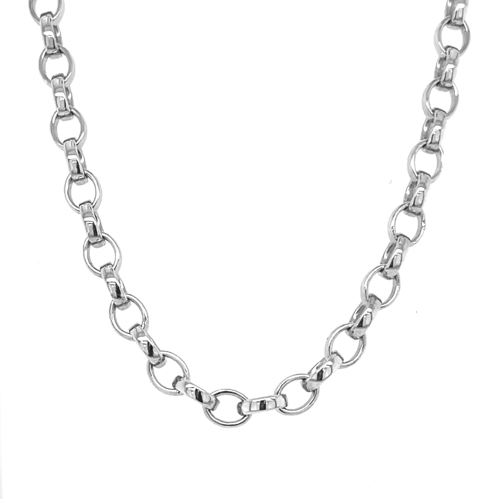 9ct White Gold 16 Inch Belcher Chain Heart Charm T-Bar Necklace
