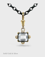 Octavie Pendant - 18ct Solid Gold & Black Silver - White Topaz & Diamonds- Simonetta's Jewels Reimagined
