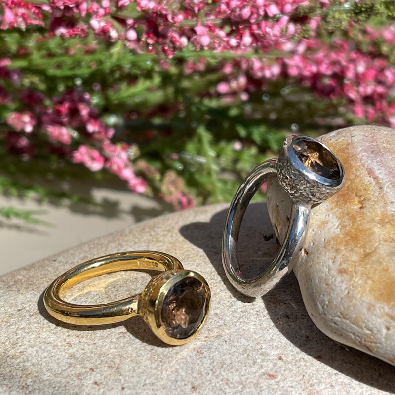 Behrianna Cocktail Ring - 10 mm - Smoky Quartz - 9ct, 14ct & 18ct Gold