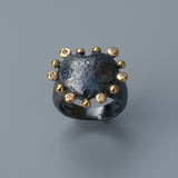 Ines Heart Ring - 18ct Gold & Black Silver